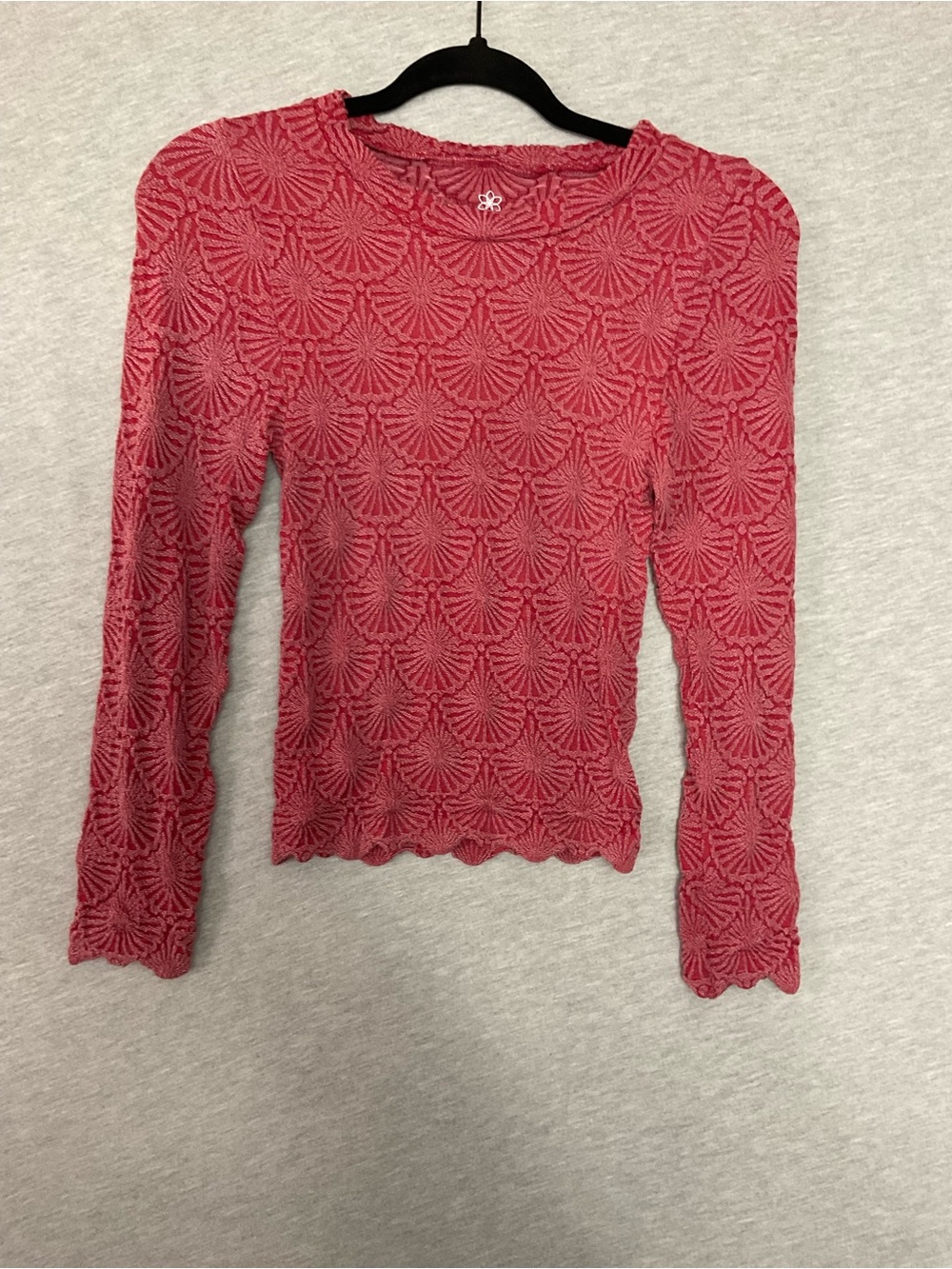 AURA Textured Knit Crew Neck Long Sleeve Top